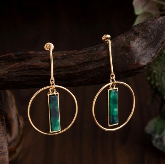 Gold Plated Round Shaped With Arcylic Style Western Earring