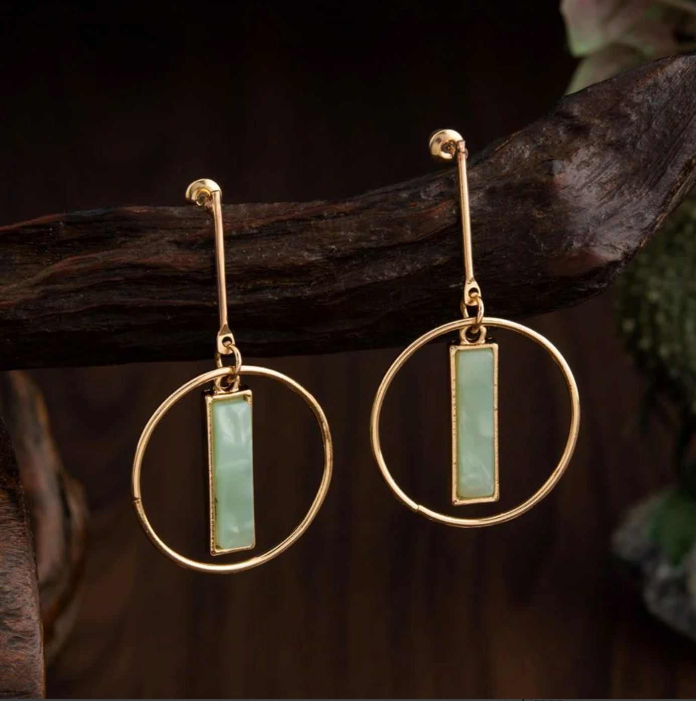 Gold Plated Round Shaped With Arcylic Style Western Earring